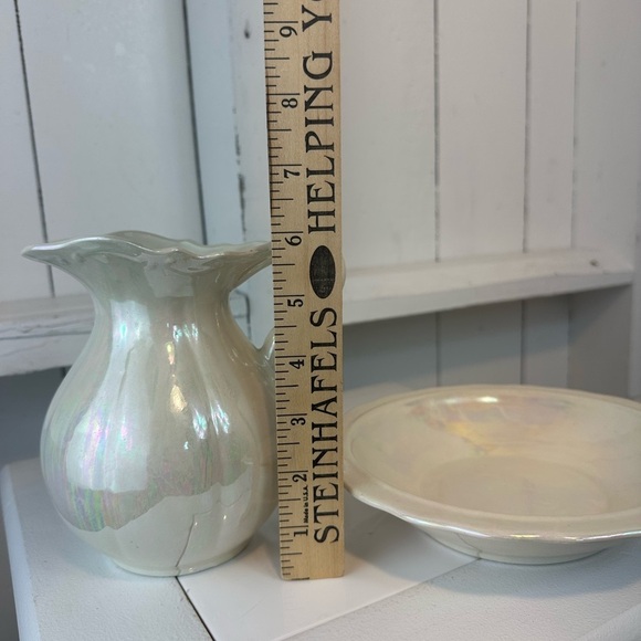 Iridescent Pitcher & Bowl Set Royal Haeger Style Cottagecore Retroglam Accent - Picture 11 of 11